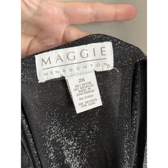 Maggie Mcnaughton Black Sheer Floral Tank Top Metallic Plus Size 2X Whimsigoth - Picture 8 of 11